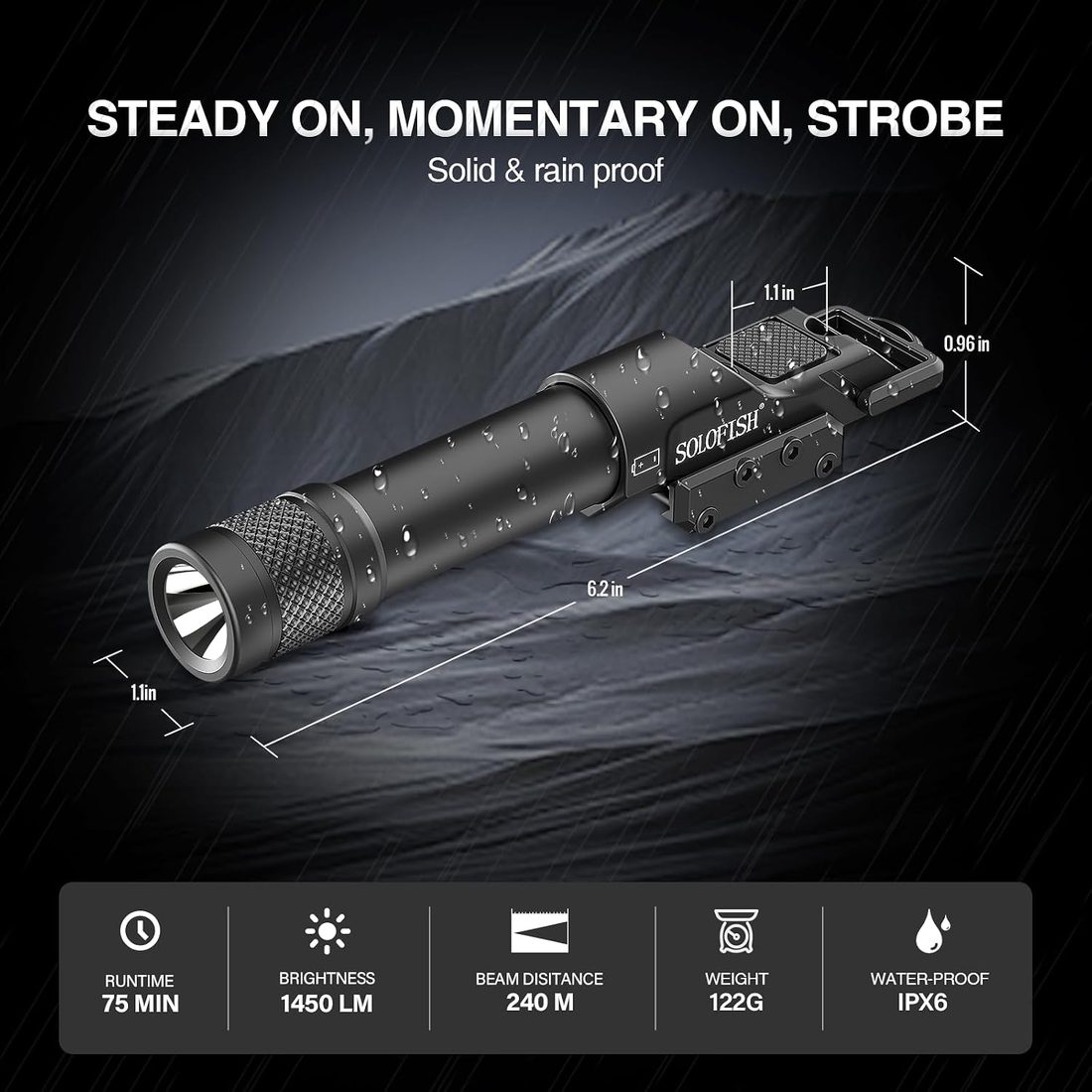 SOLOFISH Aluminum Rifle Flashlight with Pressure Pad photo 3