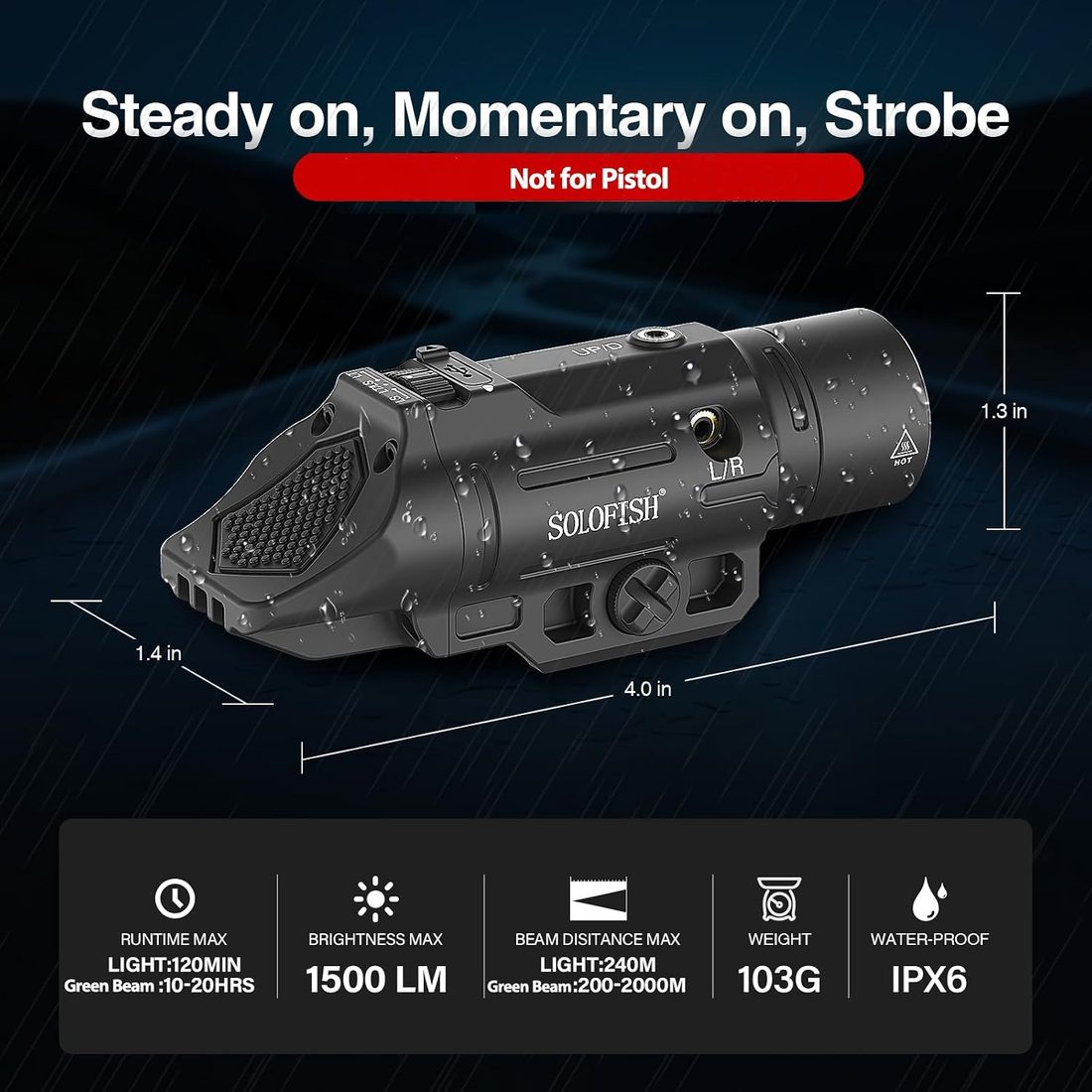 SOLOFISH 1500 Lumen Low-Profile Rifle Flashlight photo 3