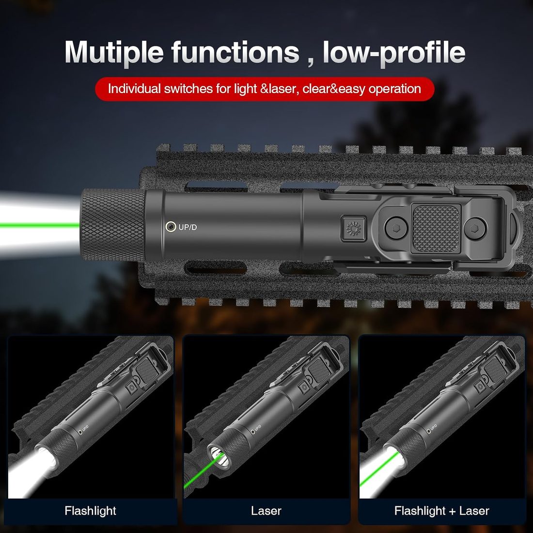 SOLOFISH 1750 Lumen Rifle Light Laser Combo with Switch Guard photo 4