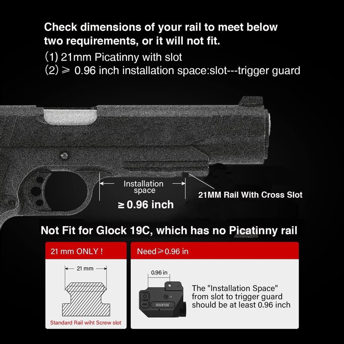SOLOFISH Aluminum 500 Lumen Pistol Light with Dual Laser photo 2