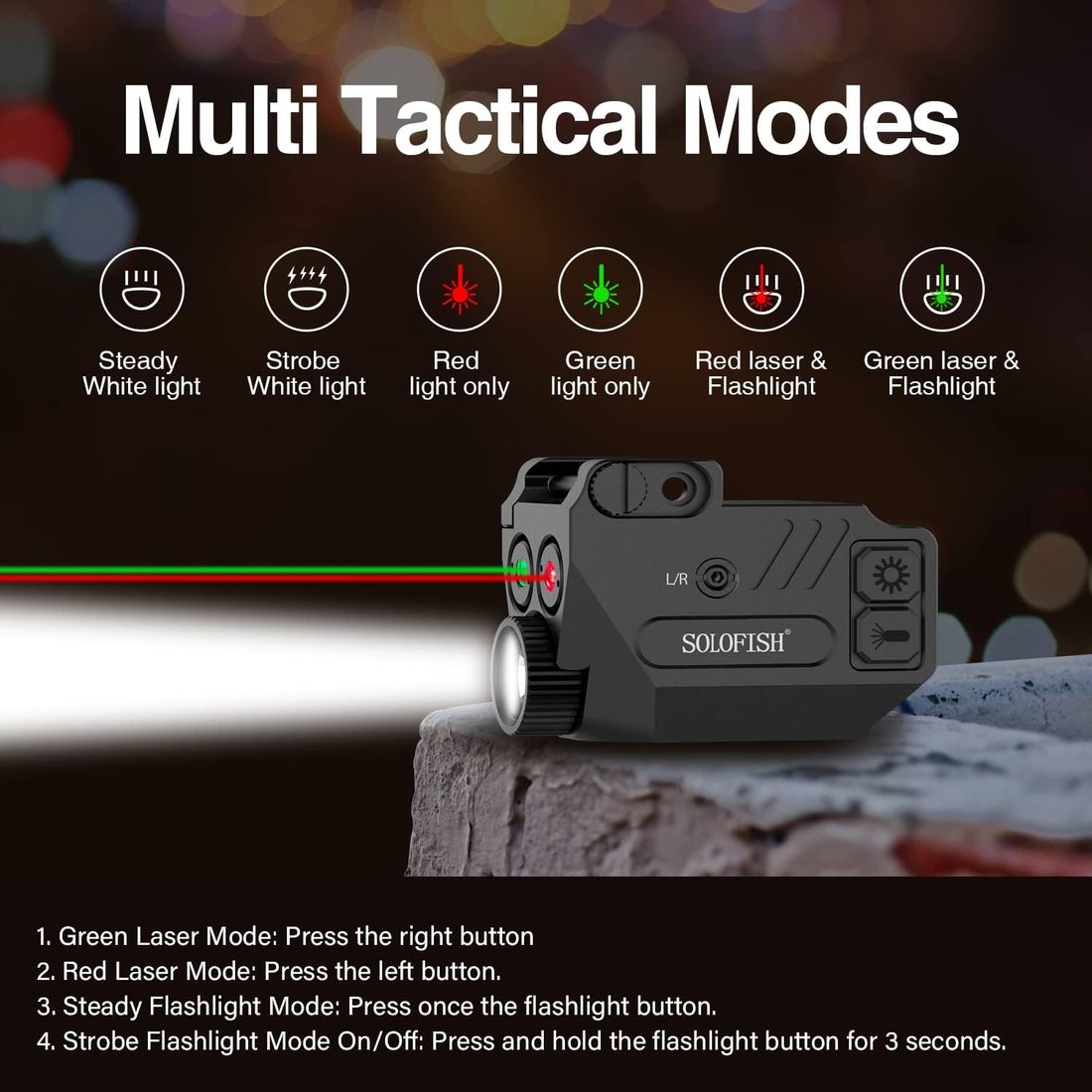 SOLOFISH Aluminum 500 Lumen Pistol Light with Dual Laser photo 4