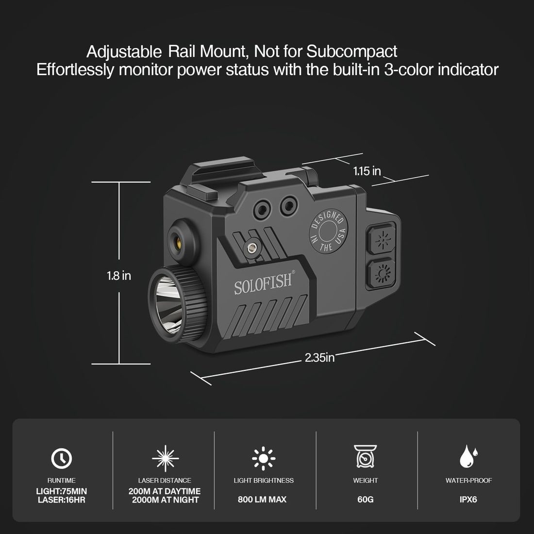 SOLOFISH 800 Lumen Pistol Light Laser Combo photo 2