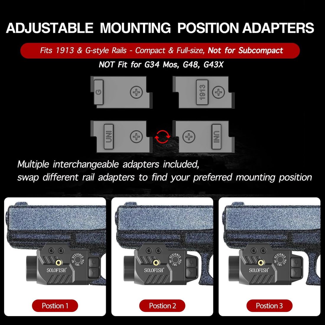 SOLOFISH 800 Lumen Rail-Mount Light Laser Combo for 1913 & GL Rails photo 2